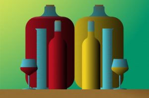 Wine bottles illustrated