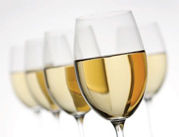 White wine in glasses