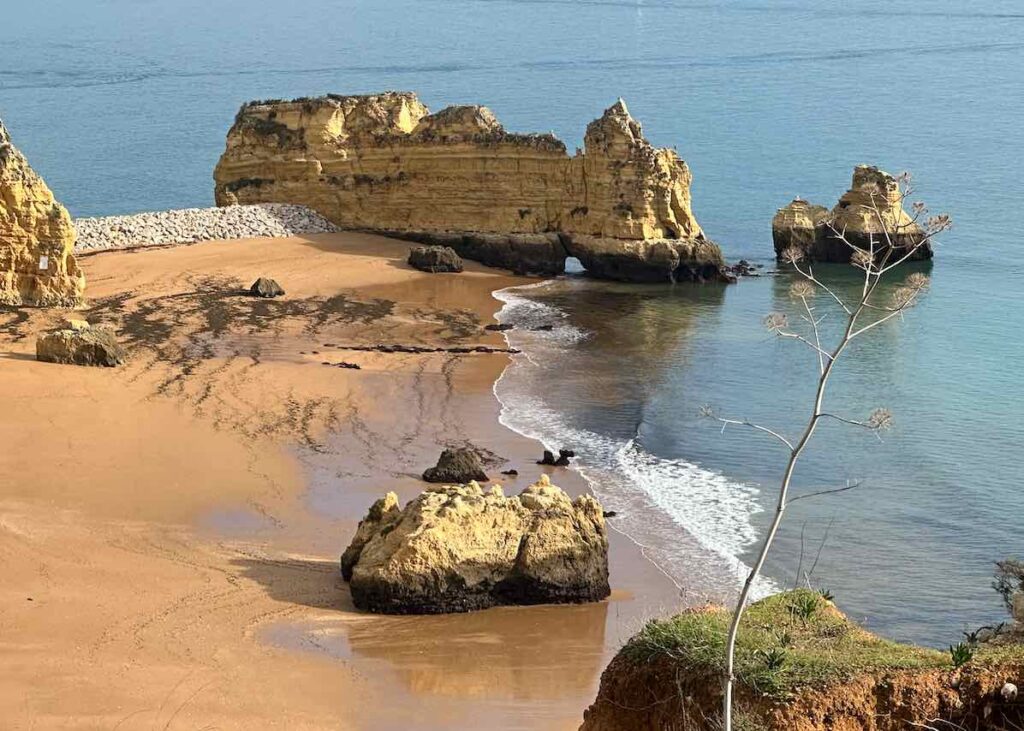 Beach and Rock Formations in Lagos Portugal